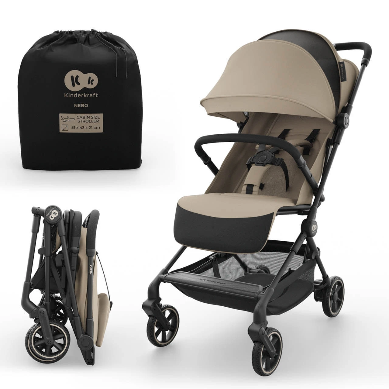 Image of Kinderkraft Nebo Compact Stroller - Soft Beige