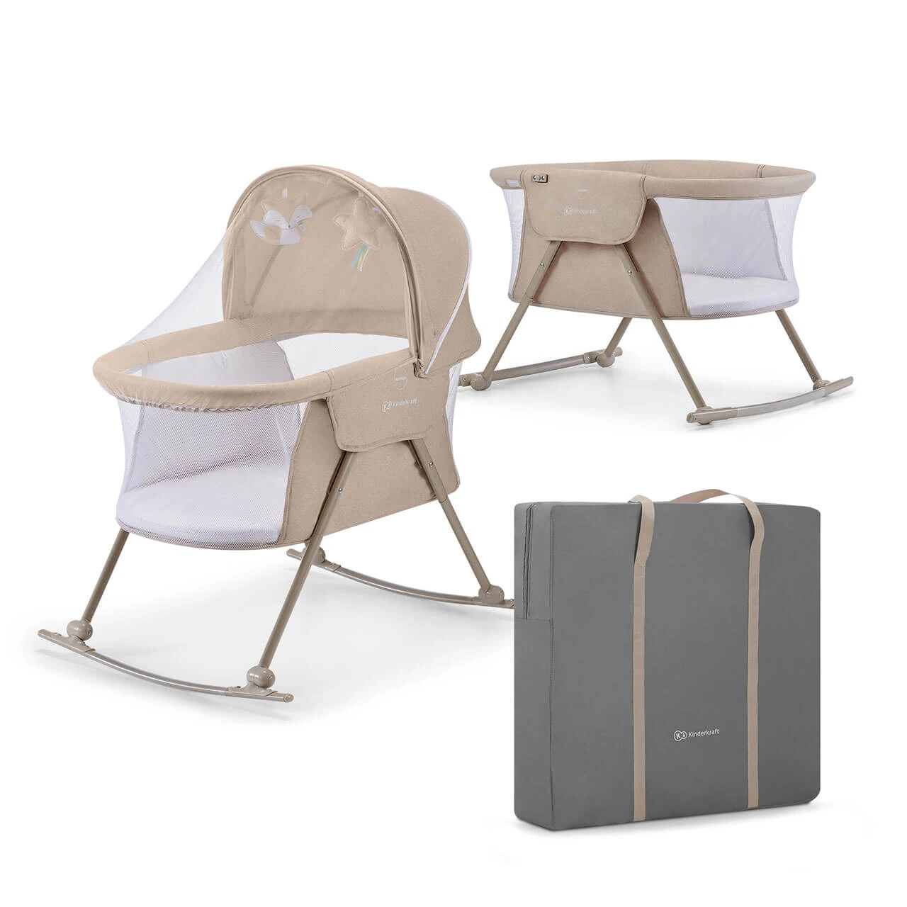 Image of Kinderkraft Lovi 3-in-1 Baby Crib - Beige