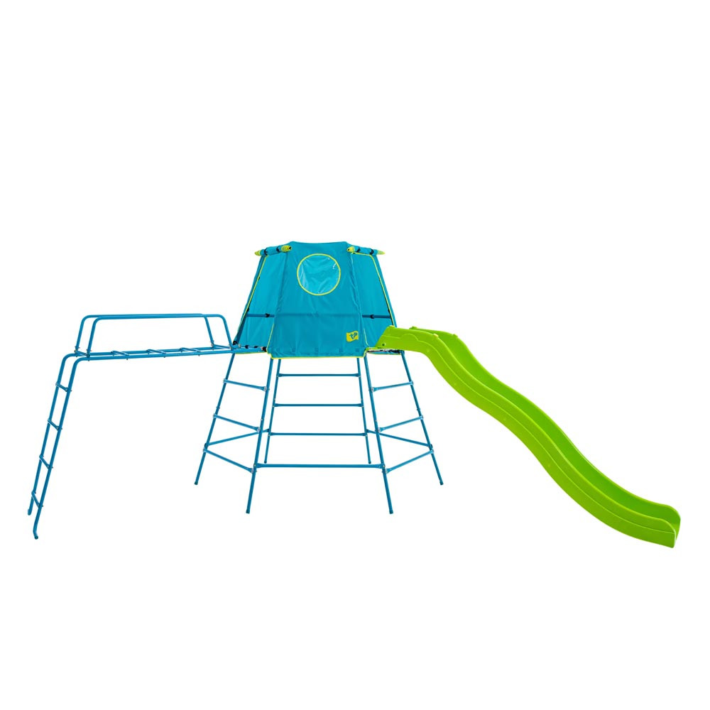 TP Toys Explorer Climbing Frame, Den, Slide & Jungle Run Set - Blue/Apple Green at Pram World