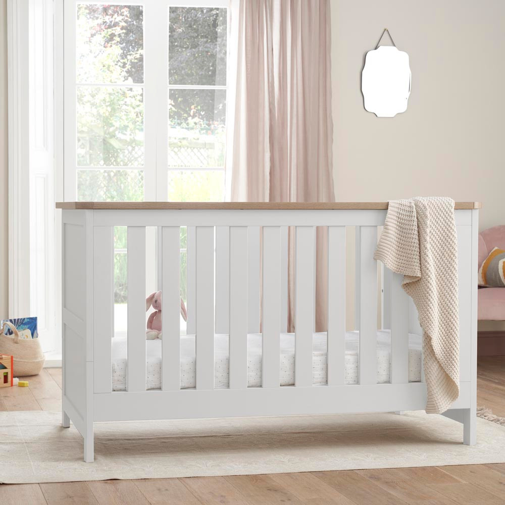 Tutti Bambini Verona Cot Bed - White/Oak at Pram World
