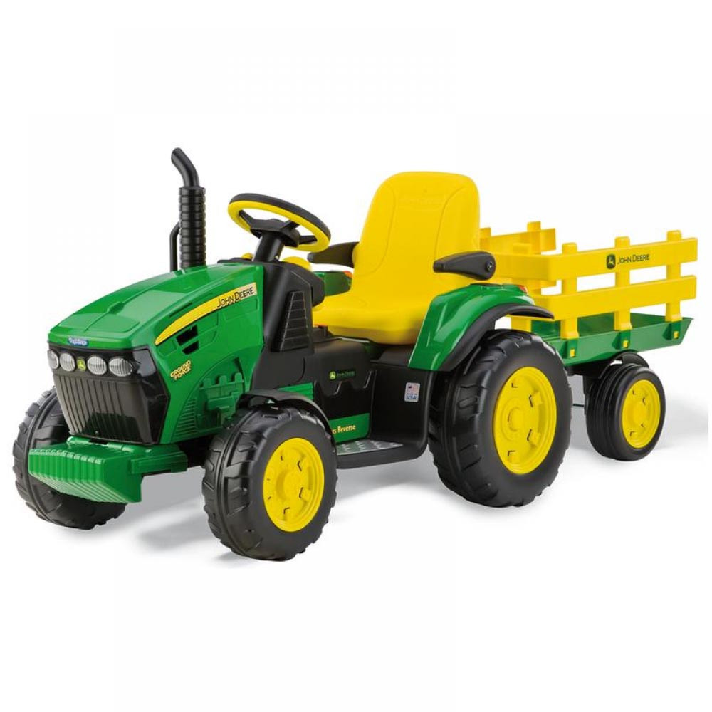 Peg Perego John Deere Ground Force 12V Battery Operated Tractor with Trailer at Pram World