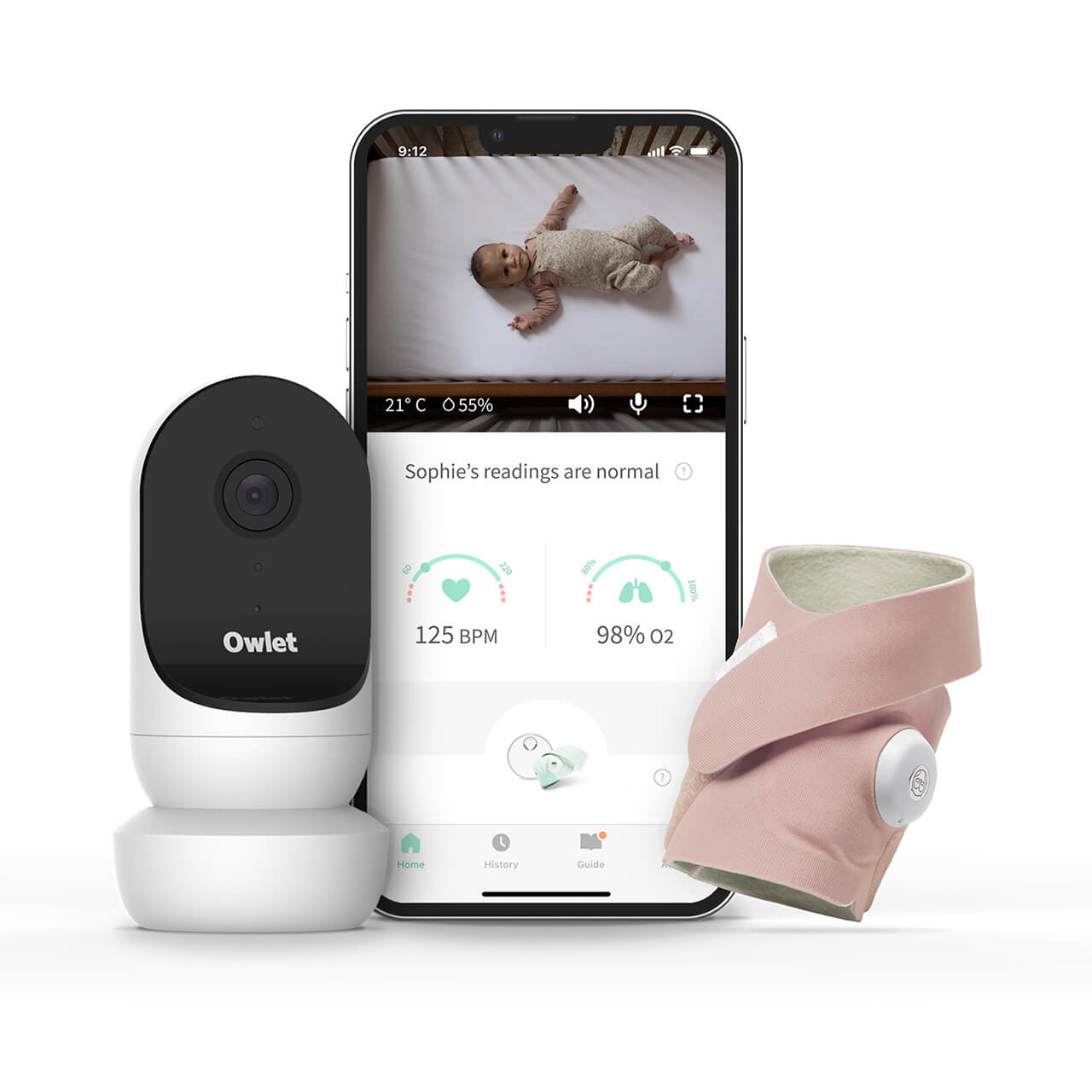 Photos - Baby Monitor Owlet Monitor Duo V3.2 - Dusty Rose OWDM-32-DR