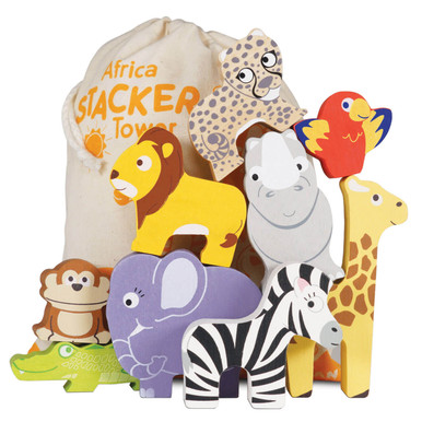 Le Toy Van - African Safari Animals Stacker & Bag - 18months+