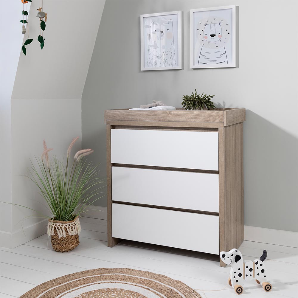 Tutti Bambini Modena Chest Changer - Oak / White at Pram World