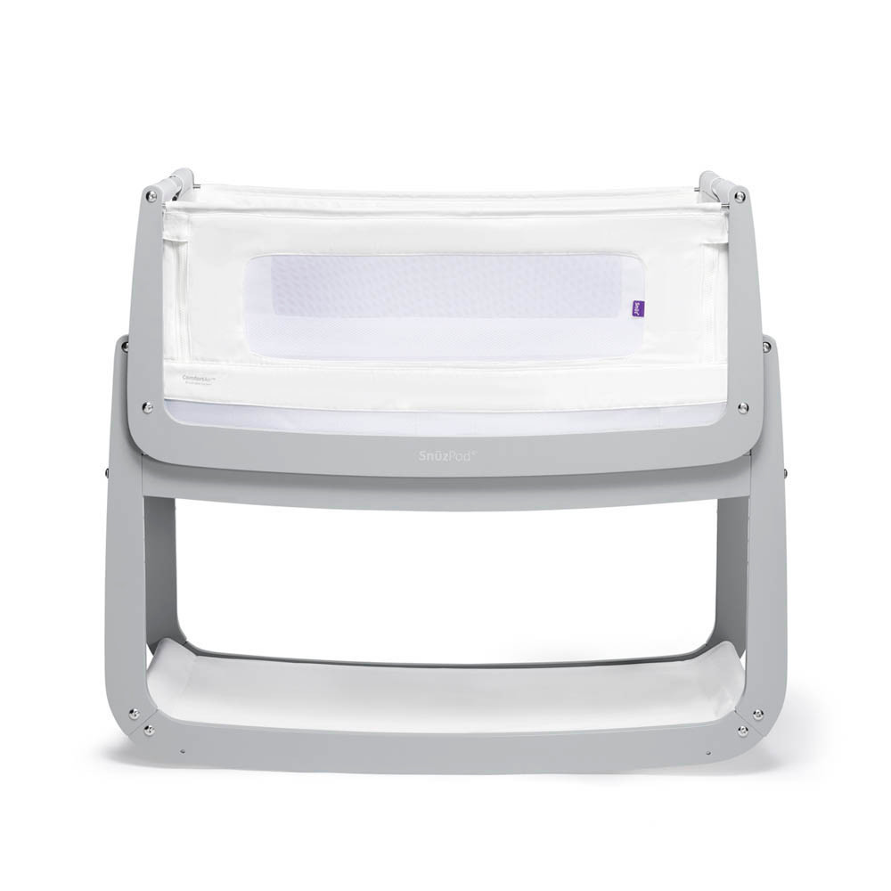 SnuzPod 4 Bedside Crib with Mattress + FREE Sheets - Dove Grey at Pram World