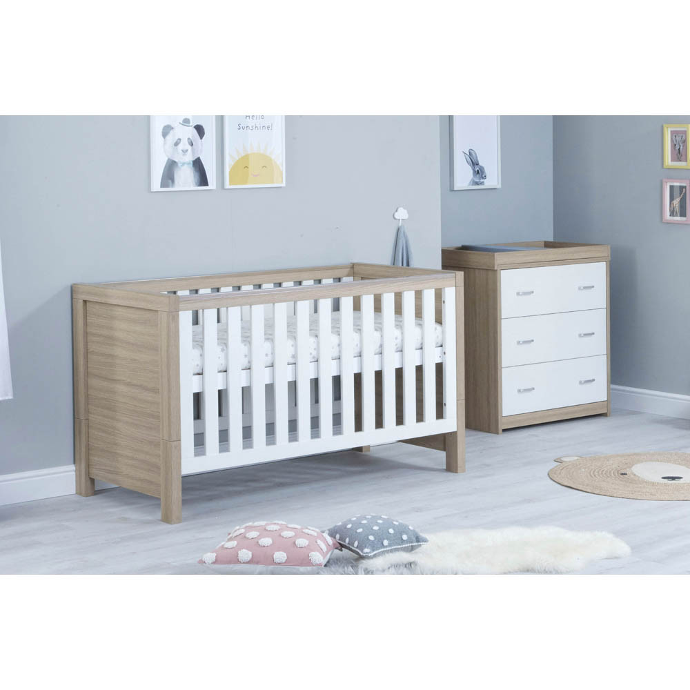 Babymore Luno 2-Piece Room Set - Oak/White at Pram World