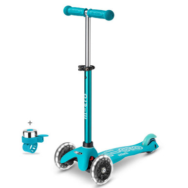 Micro Mini Deluxe LED Scooter Plus FREE Bell Aqua Winstanleys
