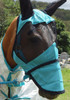 Teal HORSE FLY VEIL / Fly Mask With Zip Off Nose 