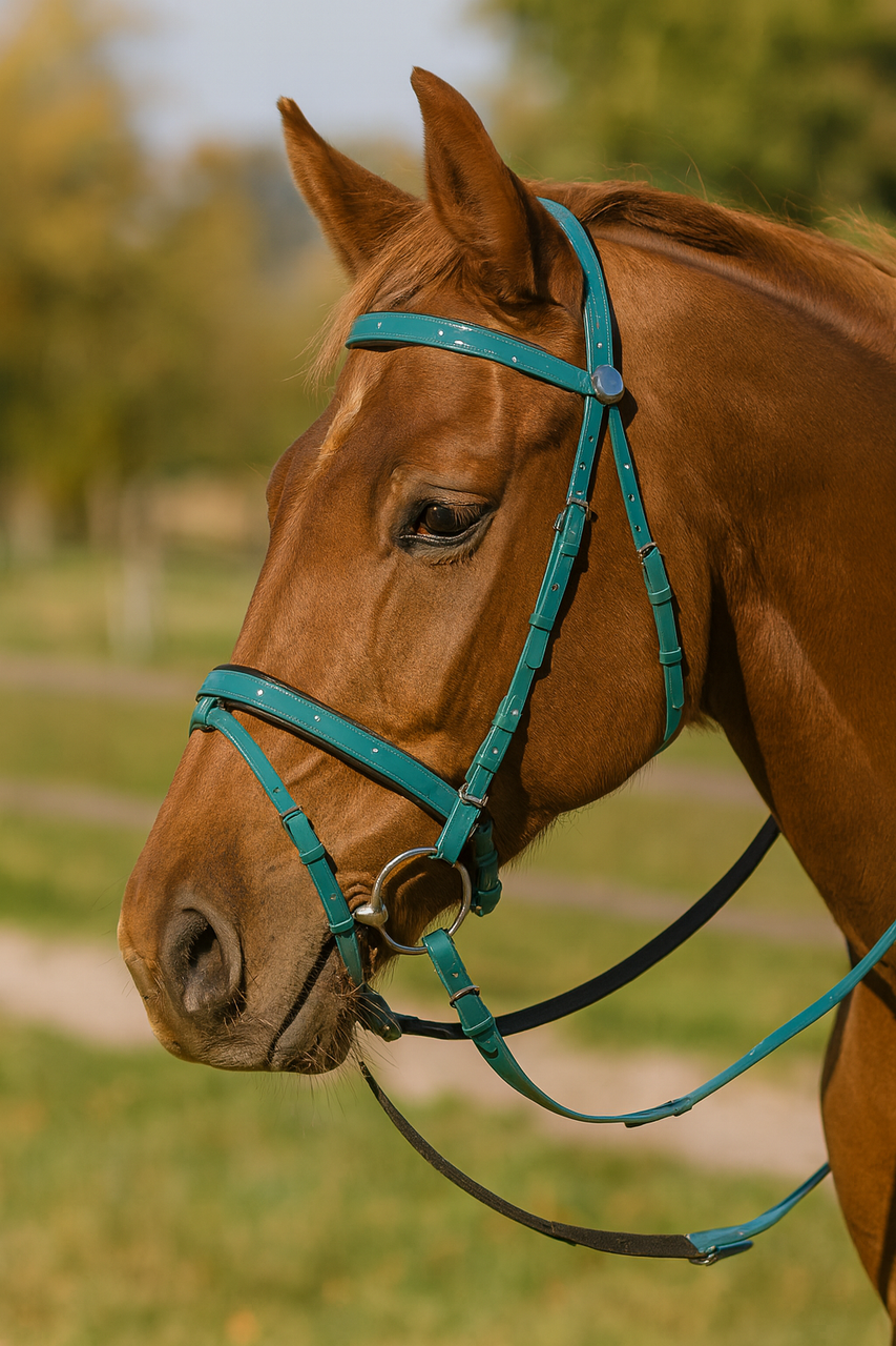 PVC bridle purple, horse bridle PVC, rubber reins bridle, purple horse tack, everyday riding bridle, waterproof horse bridle, durable equestrian bridle, easy clean bridle, horse training bridle, padded noseband bridle.