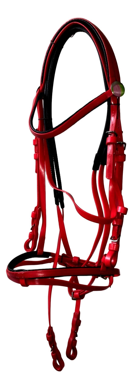 PVC Bridle with Rubber Reins Red