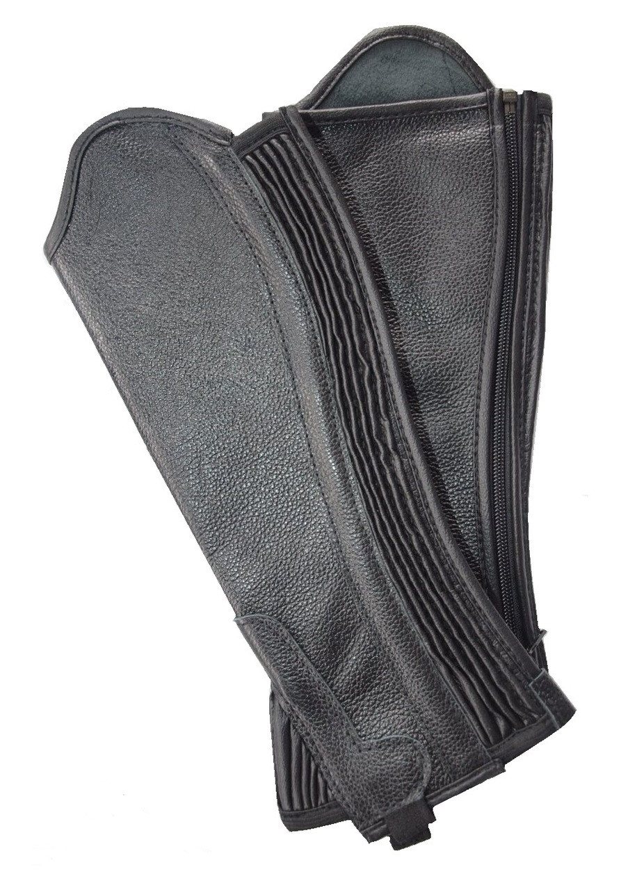 Soft Leather Gaiters with Ribbed Covered Elastic Gusset