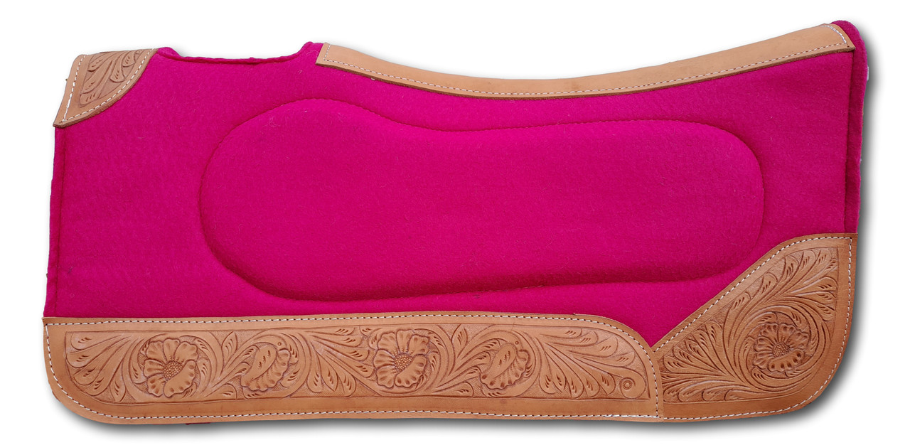 Felt Western Saddle Pad/Saddle Cloths with Wear Tooled Leather 32"x32'' 