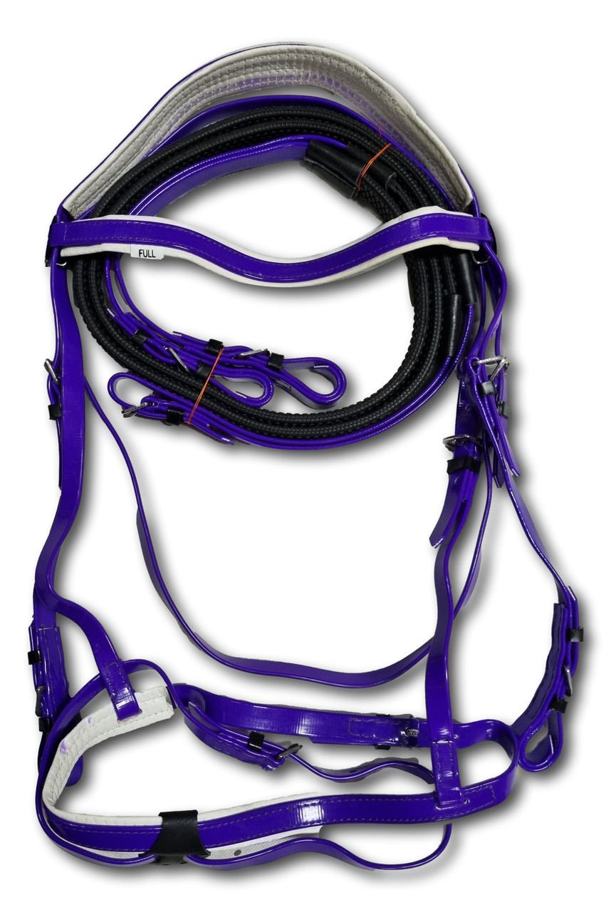 PVC Bridle with Rubber Reins Purple, Violet Blue 