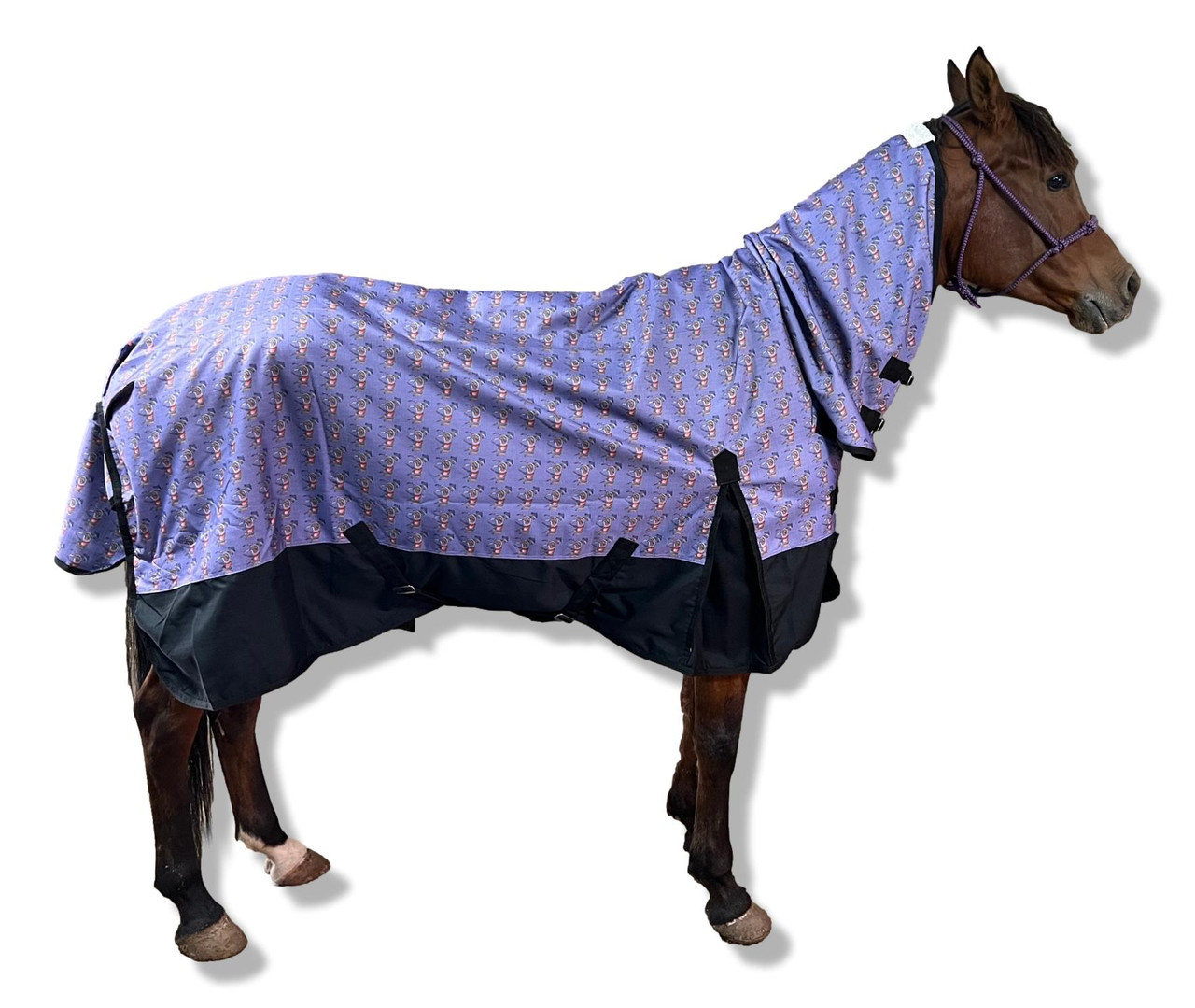 Keep your horse dry and comfortable with our 1200 Denier waterproof ripstop rainsheet. Breathable, no-fill, with satin lining, surcingles & tail flap. Keep your horse dry and comfortable with our 1200 Denier waterproof ripstop rainsheet. Breathable, no-fill, with satin lining, surcingles & tail flap.
