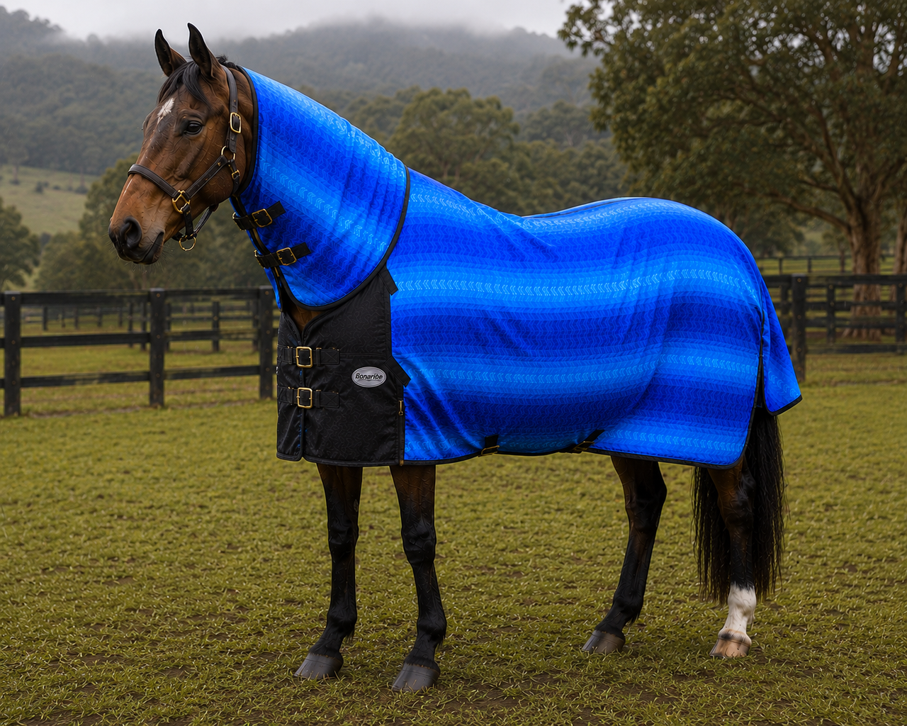 1200D Ripstop Waterproof Horse Rug Combo No Fill – Rain Sheet with Neck Cove,