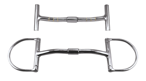 Dee Ring Snaffle Horse Bit Myler Style Curved mouthpiece with Roller & Copper inlay