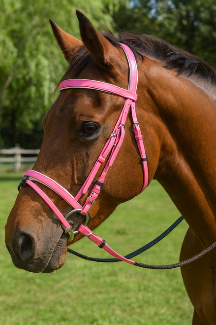 Red PVC Horse Bridle,   PVC Bridle with Rubber Reins,   Horse Bridle with White padding,  Durable PVC Bridle for Horses,  Everyday Riding Bridle,  Easy Clean Horse Bridle,  Rubber Reins with Good Grip,  High Quality PVC Horse Tack, Comfortable Horse Bridle, Stylish Horse Bridle for Shows