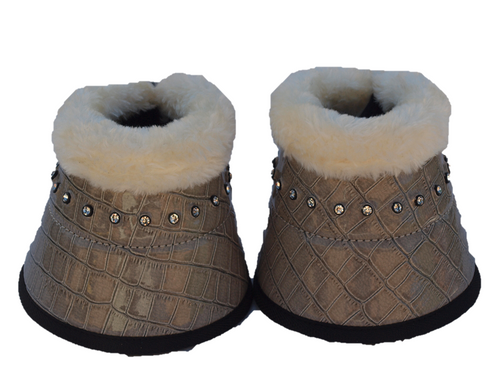 Snake skin light design Bell Boots diamantes faux fur - Over Reach Boots 