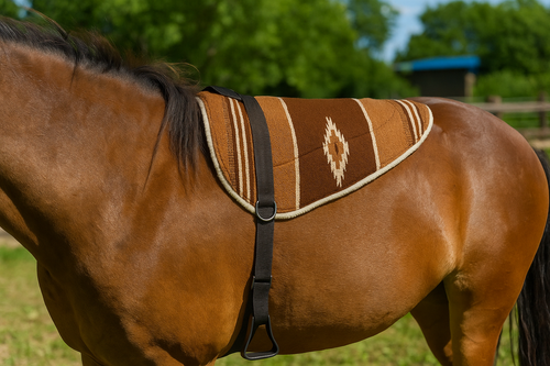 Ride naturally with the Navajo Print Padded Bareback Pad featuring detachable stirrups, fleece lining, and a secure front strap. Perfect for training young horses, beach rides, or everyday use. Fits both Cob and Full horses.