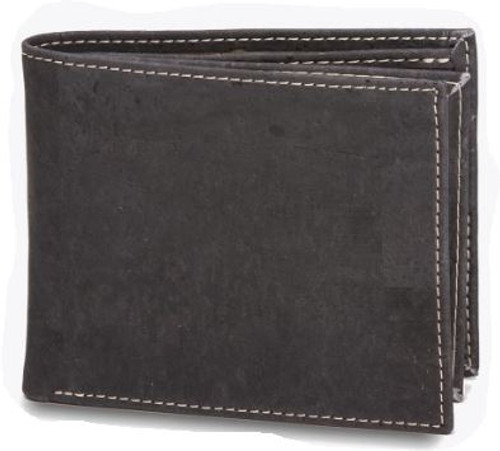 Black Cork Men's Bifold Wallet with Coin Pouch