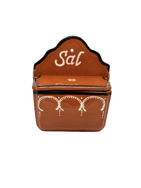 Traditional Portuguese Hand Painted Vintage Clay Terracotta Salt Holder Traditional Portuguese Hand Painted Vintage Clay Terracotta Salt Holder