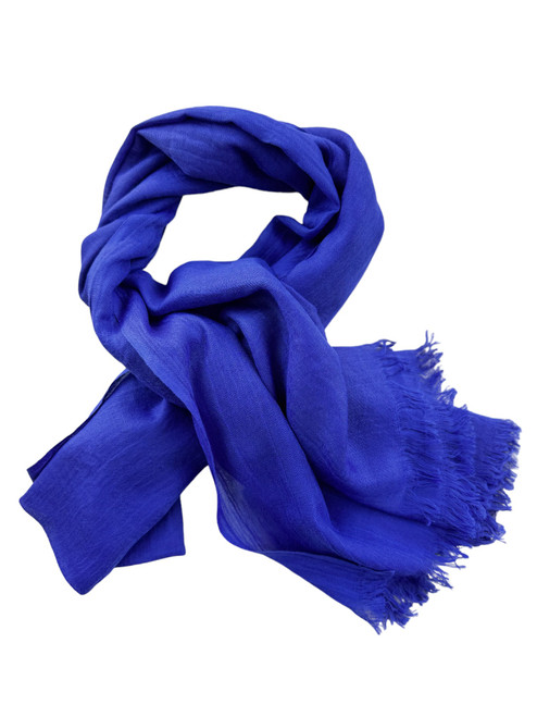 Cobalt Lightweight Cashmere and Viscose Scarf 