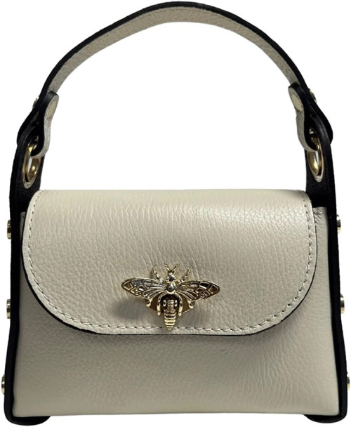 Creamy White  "Bee" Handbag with a Gold Chain - Barcelona