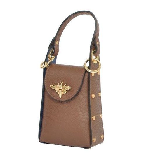 Brown "Bee" Handbag with a Gold Chain - Barcelona Brown "Bee" Handbag with a Gold Chain - Barcelona