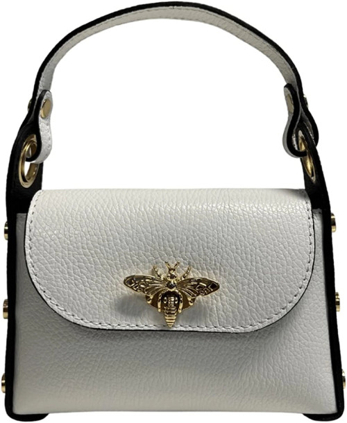 White "Bee" Handbag with a Gold Chain - Barcelona White "Bee" Handbag with a Gold Chain - Barcelona