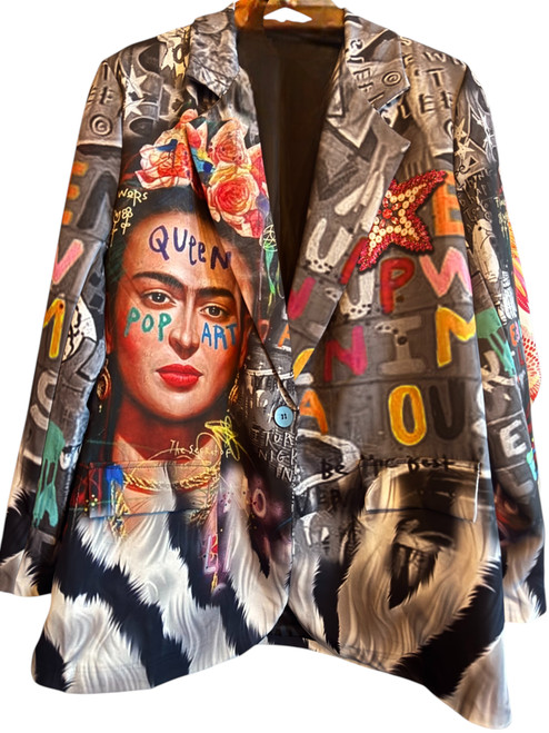 Italian Pop Art "FRIDA" Grafitti Print Blazer 