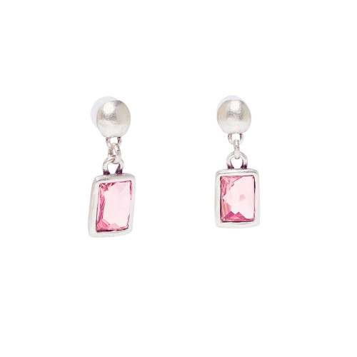 Pink Crystal Pewter Earrings