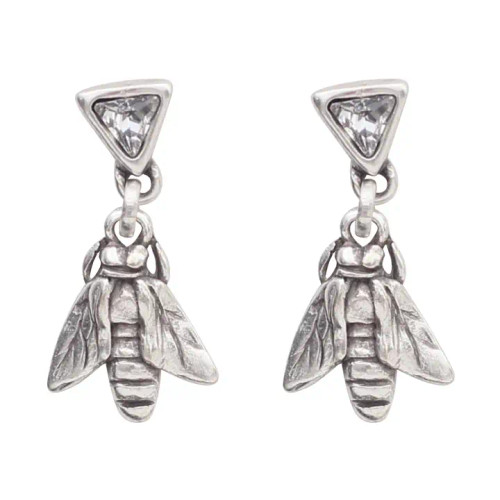  Bee Clear Crystal Pewter Earrings