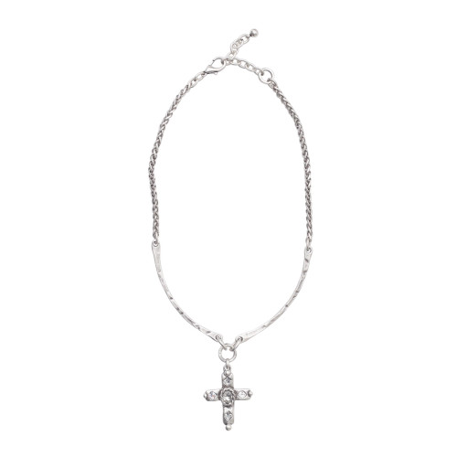 Handmade Cross Crystal Pewter Necklace