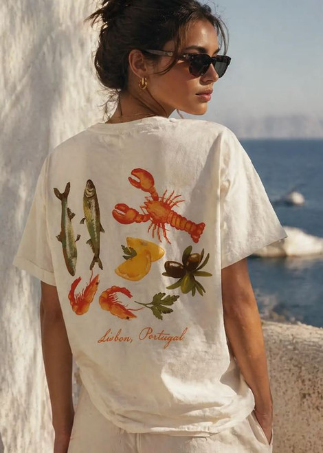 Lisbon Portugal Sardine Oversized Graphic Tee 