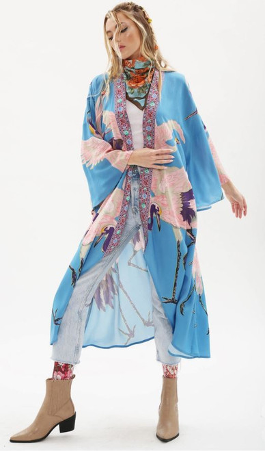 Story of the Crane Kimono | Light Blue