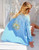 Baby Blue Oversized Evil Eye Gauze Cotton Button Shirt