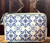 White Cork Azulejos Pattern Change Purse with Keyring, front view