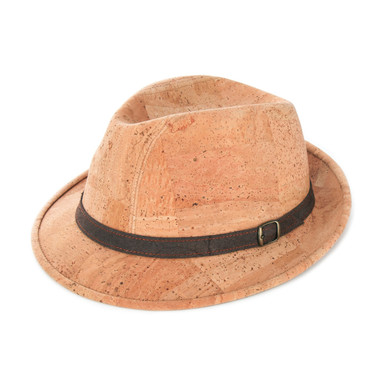 Natural Cork Fedora Hat with Brown 