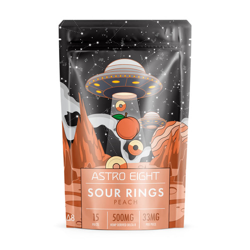 Astro Eight - Delta 8 - Edible - Gummy Rings - Peach - 500MG