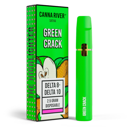 Canna River - Highlighter - Delta 8 - Delta 10  -Disposable - Green Crack - 2.5G