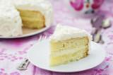 The texture and taste of the cake is just…light and fluffy!   It reminds me of wedding cake and we all know that everyone loves wedding cake.  It is a delicious almond flavored white cake topped with a choice of buttercream or lighter fluffy whip cream frosting.  Simply mouthwatering leaving you wanting to eat the whole cake!