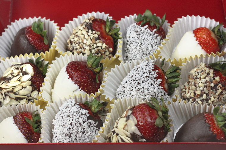 These incredible, mouthwatering creations are simply divine! Each succulent strawberry is covered with nuts, coconut & chocolate. The end result is a heavenly combination of flavors. Your strawberries are hand dipped and packed in an attractive display box.  
