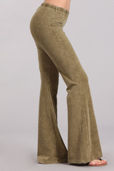 Chatoyant Pants - Bell Bottom Pants With Elastic Waist - Pale