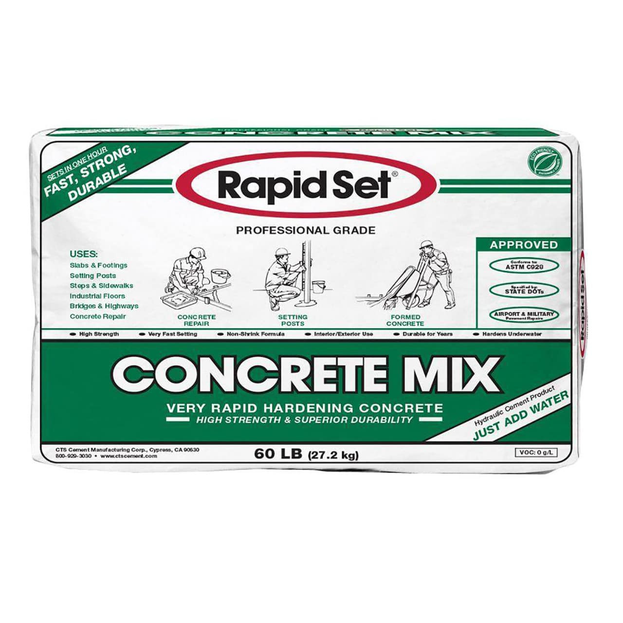 RAPID SET, Concrete Mix, 60 lb Container Size, Concrete Mix -  15F527