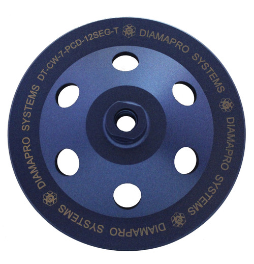 DiamaPro Systems 7" 12 Segment PCD Concrete Grinding Cup Wheel - Non-Threaded, 1/4 Round For Coating Removal - View #3