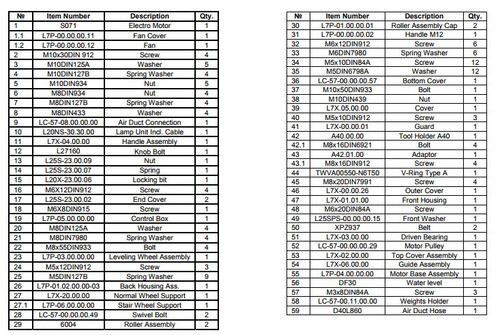 motor base assembly for L-7 schematic list 