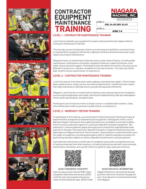September 2027 Contractor Maintenance Training Sign-Up