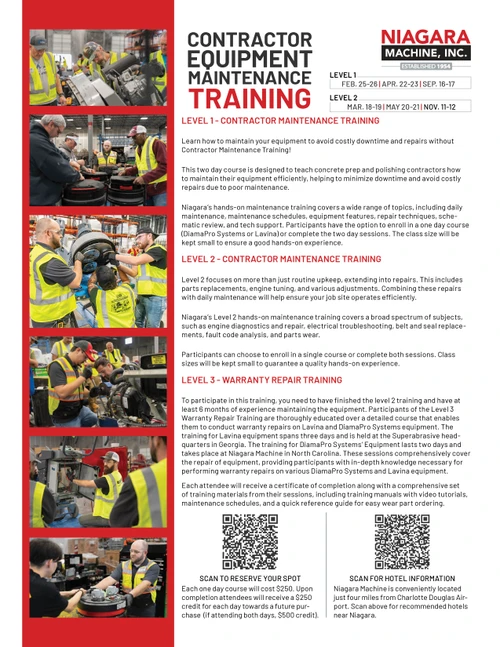 November Contractor Maintenance Training Sign-Up