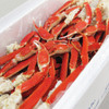 A case of giant Alaska Bairdi snow crab legs & claws.