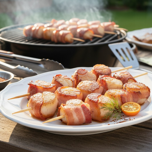 Bacon-Wrapped Scallop Skewers, 4-Pack Bacon-Wrapped Scallop Skewers, 4-Pack